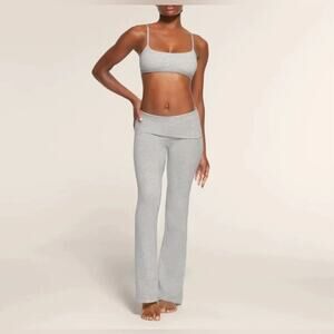 Skims Foldover Cotton Lounge Pants Gray Small